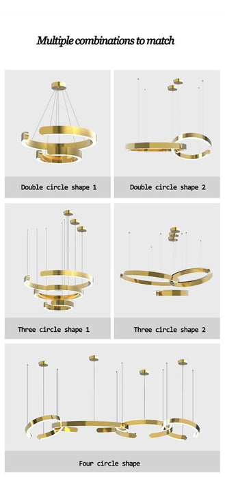 MIRODEMI® "C" Type gold led chandelier for living room, dining room, bedroom, office